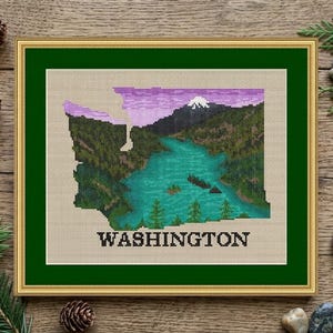 Washington State Landscape Cross Stitch Pattern (Digital Download)
