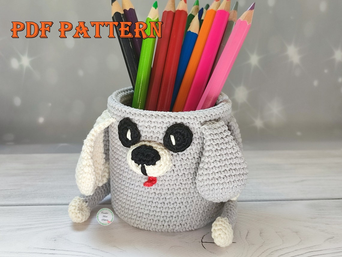 Amigurumi Pencil Holder Crochet Pattern SET Dog Crochet Etsy