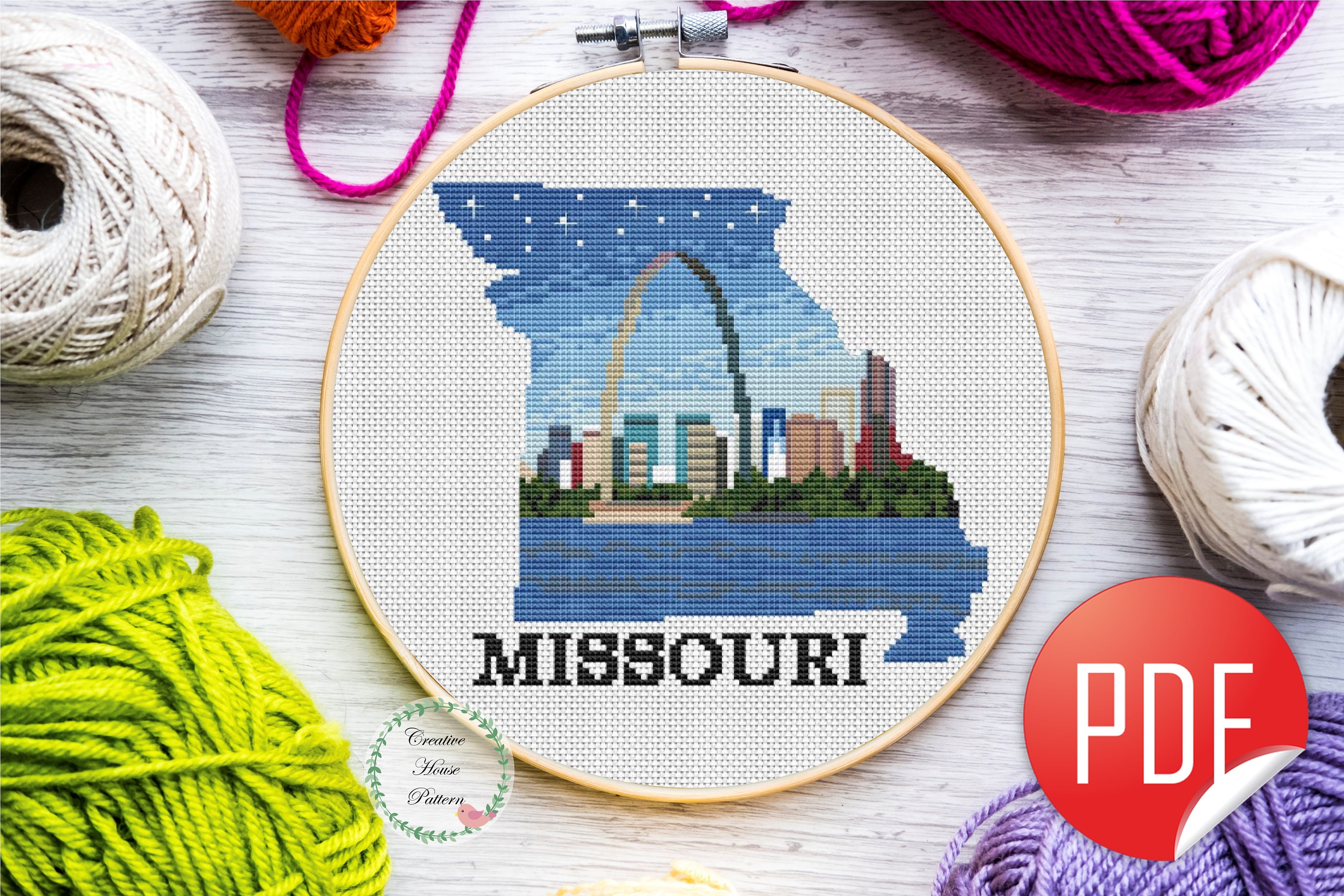 Missouri state cross stitch pattern landscape cross stitch Etsy France