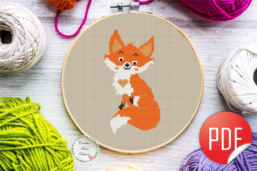Fox Cross Stitch Pattern Baby Animals Simple Cross Stitch Etsy