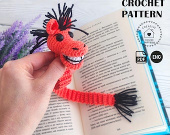 Crochet Horse Bookmark Pattern, Amigurumi Animal Page Marker Design for Book Lovers Gift, PDF English Instant Download