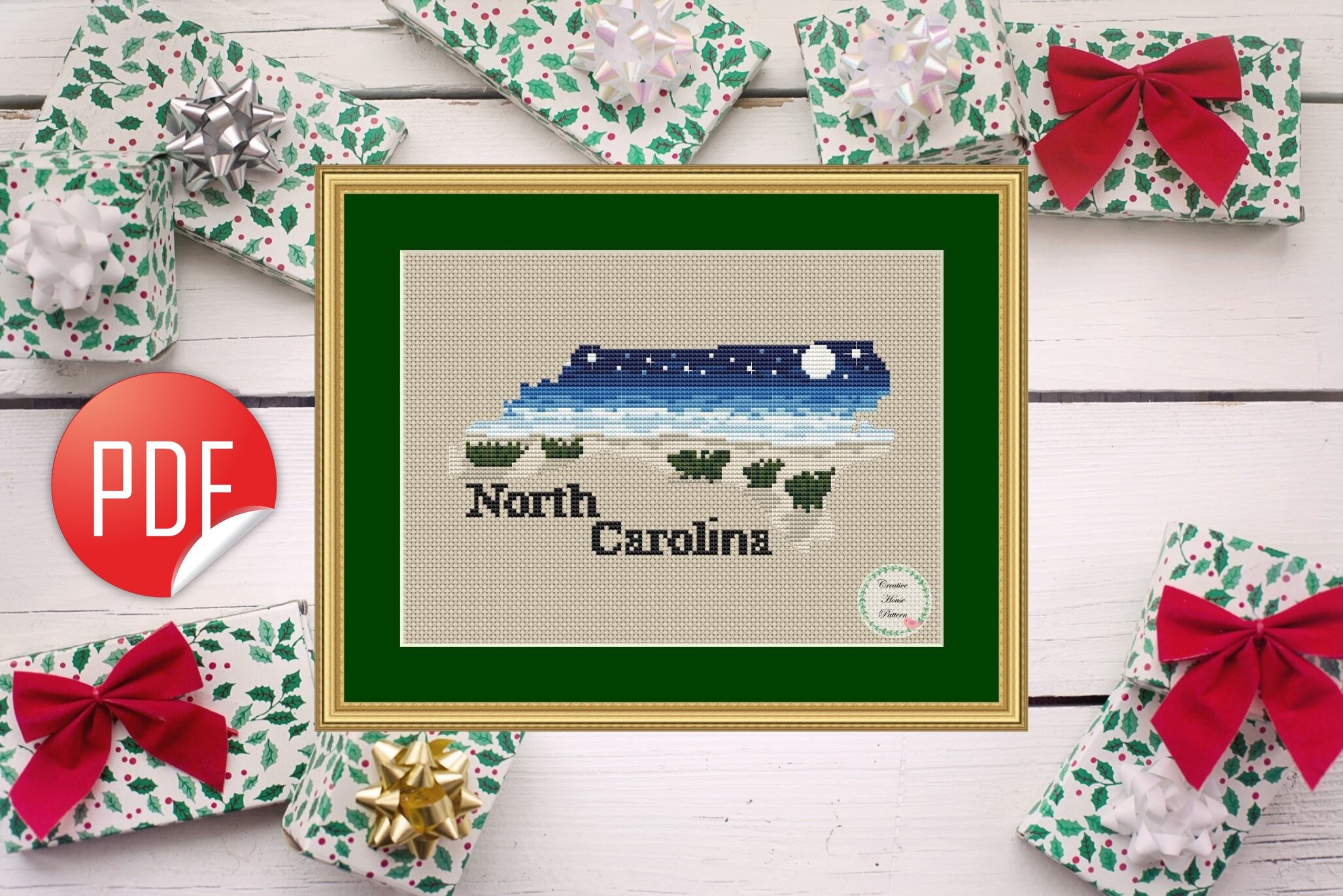 North Carolina cross stitch state cross stitch pattern Etsy