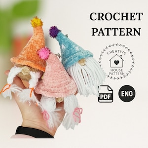 Gnome Ornaments Crochet Pattern: No Sew Amigurumi Gnomes (PDF Pattern)