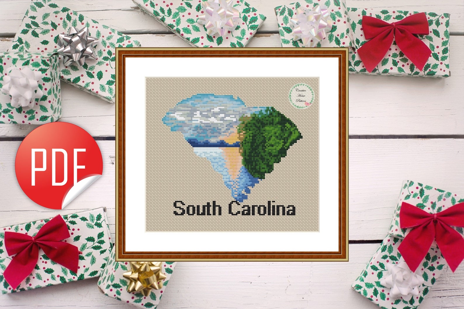 South Carolina cross stitch state cross stitch pattern Etsy
