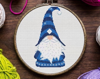 Christmas Gnome Cross Stitch Pattern: Scandinavian Winter Design (PDF Download)