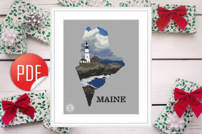 Maine State Cross Stitch Pattern Nature Counted Cross Stitch Etsy UK