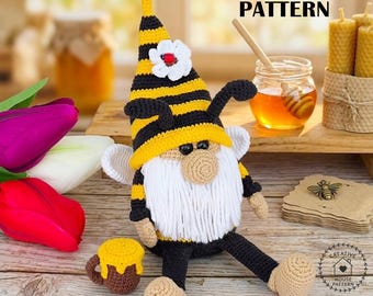 Amigurumi Gnome Bumble Bee Crochet Pattern PDF English (Instant Download)