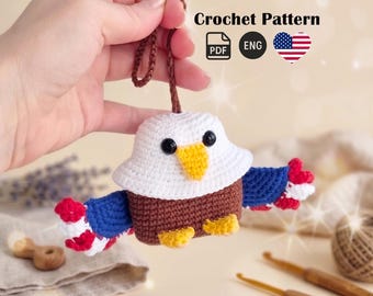 Patriotic Eagle Crochet Pattern: American Flag Decor, AirPods Crochet Case, 4th of July Amigurumi PDF