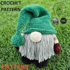 Christmas gnome crochet pattern PDF English, Amigurumi gnome pattern, crochet amigurumi toy, Christmas home decor, Gnome patterns crochet