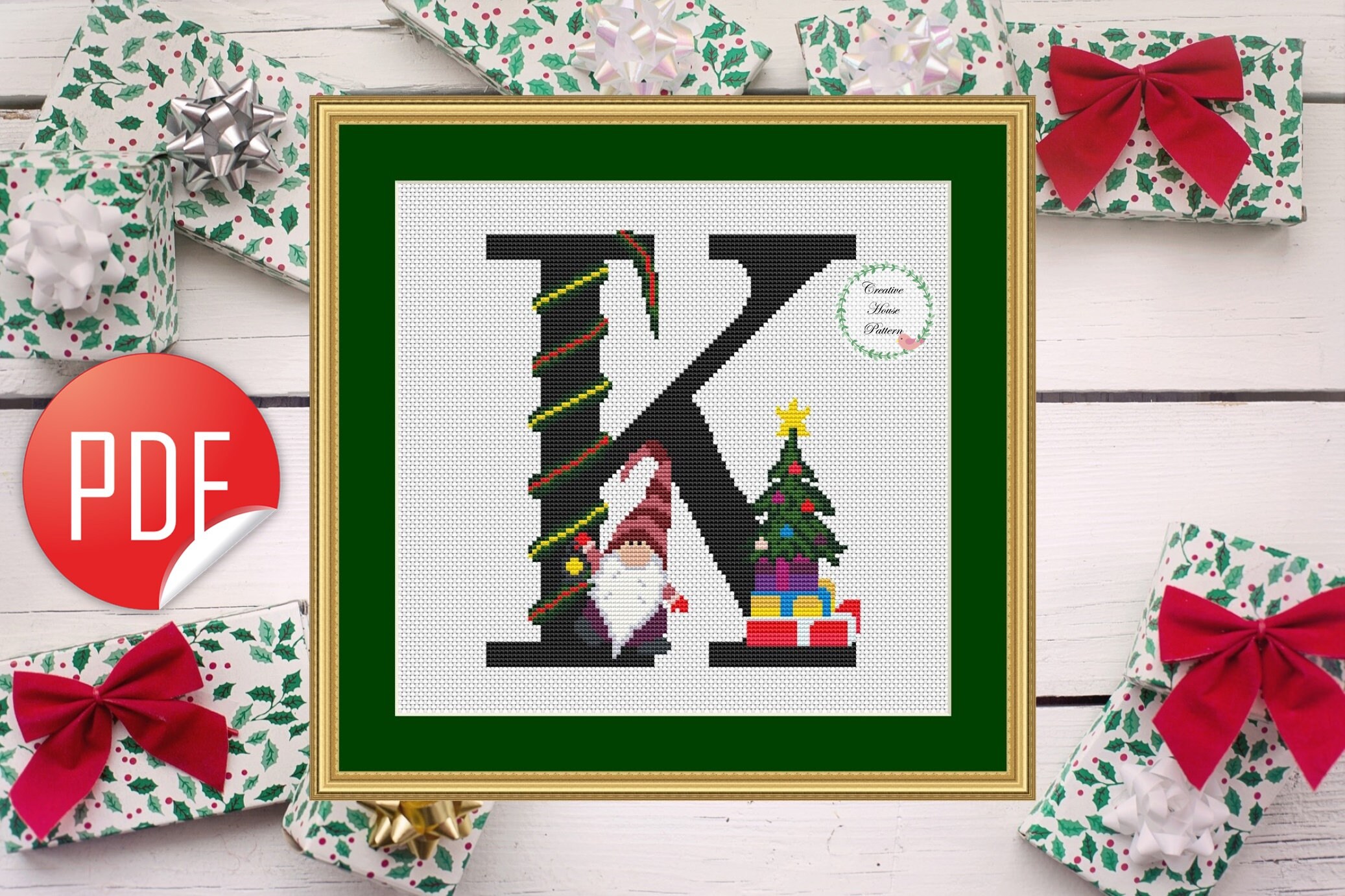 Letter K Modern Cross Stitch PatternGnomeEasy counted cross Etsy