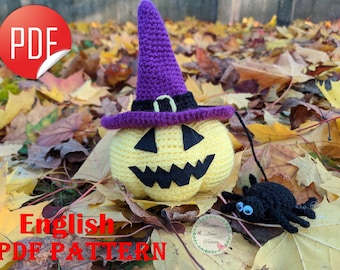 Pumpkin crochet pattern, spider crochet pattern, amigurumi pumpkin decoration, crochet halloween pattern, fall crochet pattern SET