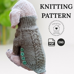 Dog Sweater Knitting Pattern English for Small Dogs - Cozy Winter Dog Clothes PDF, Easy Knit Pet Sweater, Warm Dog Jumper Pattern