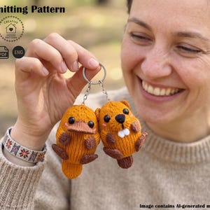 Quick Knit Keychain Patterns, Pocket Size Platypus and Beaver, Small Animal Stash Buster, PDF Knitting Tutorial