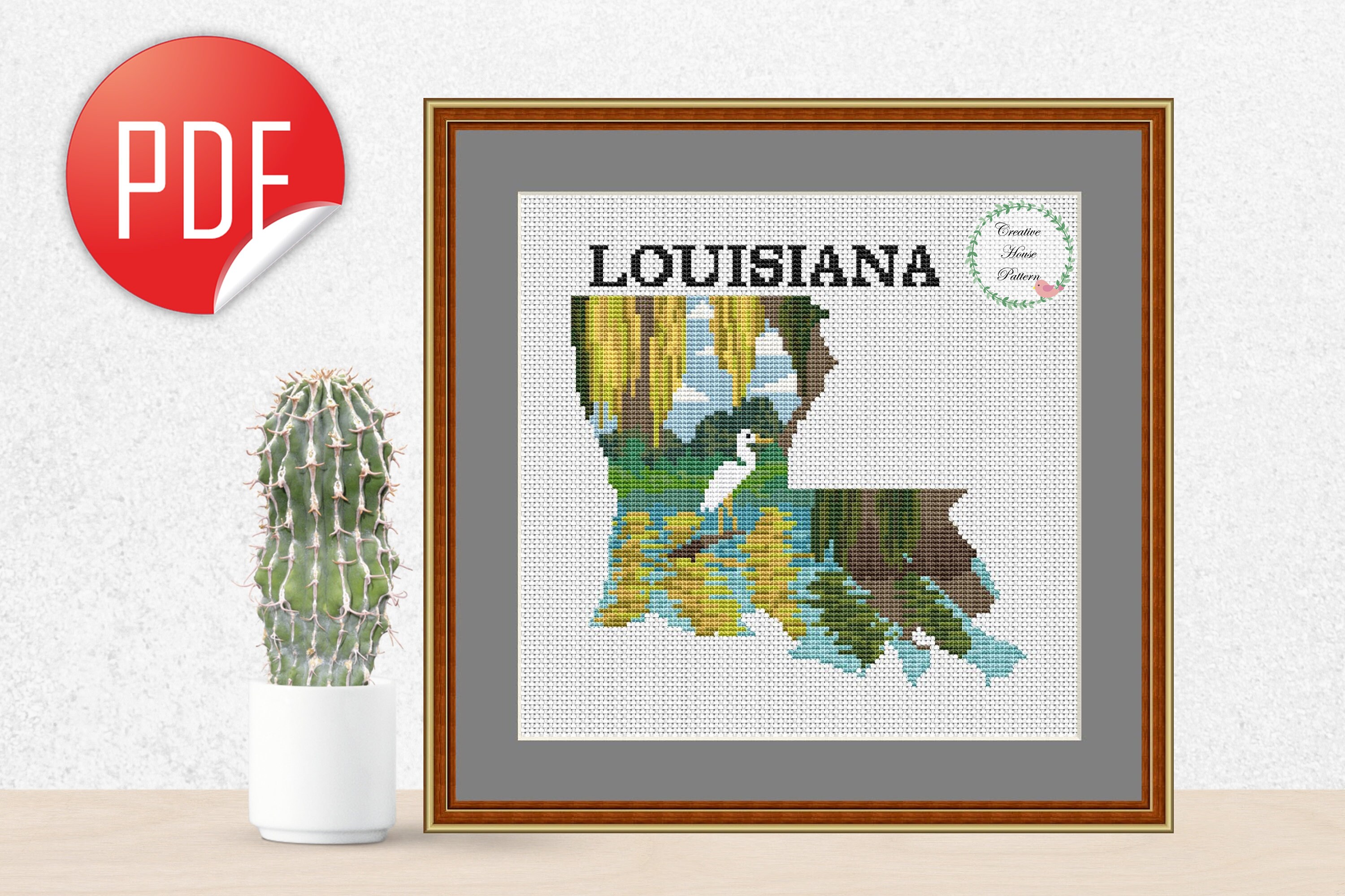 Louisiana state cross stitch state cross stitch pattern Etsy
