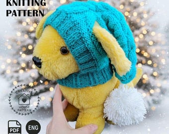 Pom-Pom Dog Hat Knitting Pattern in English: Snood for Small Dogs (PDF Download)
