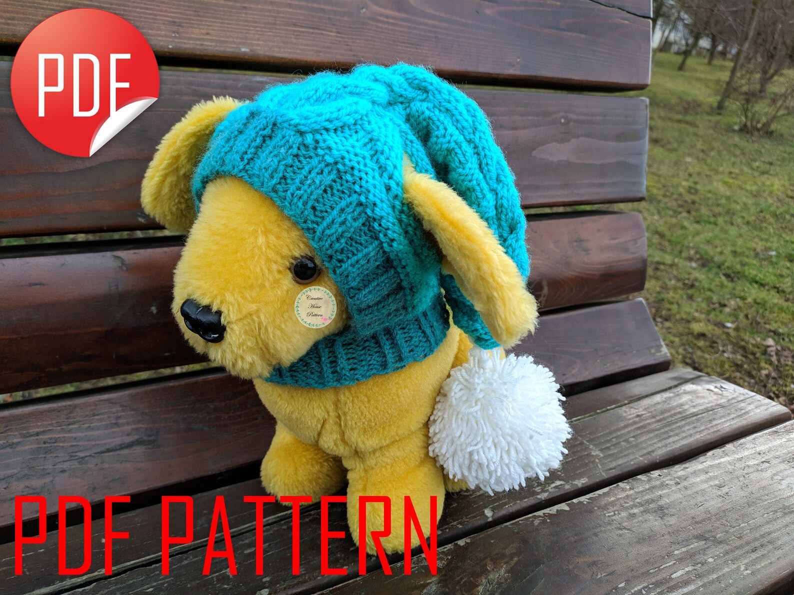 Knitting Pattern Dog Hat Modern Knitting Pattern Pompom Dog Etsy