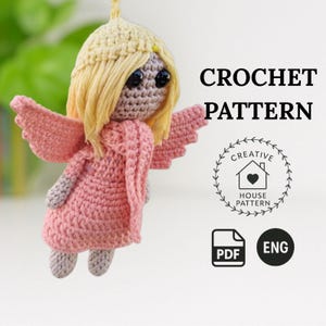 Amigurumi keychain angel crochet pattern PDF English, Small doll crochet pattern, Amigurumi doll, Angel crochet pattern, Angel crochet doll