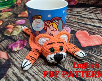 Coaster crochet pattern, tiger crochet, crochet coasters, amigurumi coaster pattern, amigurumi tiger crochet pattern, jungle animal crochet