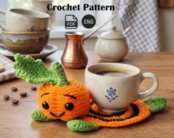 Crochet Pumpkin Coaster Pattern, Amigurumi Halloween Decor PDF, Thanksgiving Mug Rug Tutorial, Fall Kitchen Decor