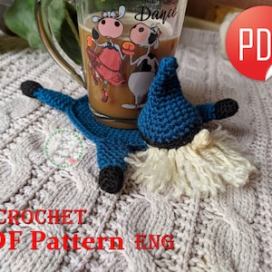 Gnome crochet pattern, coaster crochet pattern, decor coaster crochet pattern, crochet coasters, easy crochet patterns, amigurumi coaster