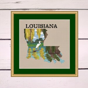 Padrão de ponto cruz do estado da Louisiana: Bordado fácil para fazer você mesmo (Download digital em PDF)