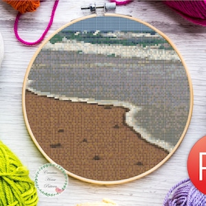 Modèle de point de croix océan : broderie de vagues de mer (téléchargement numérique PDF)