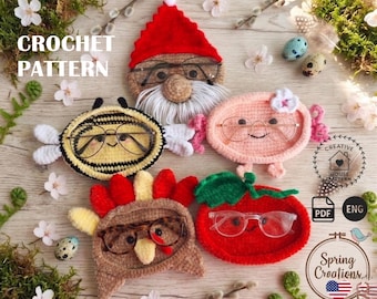Crochet Glasses Holder Pattern Bundle, Cute Animal Desk Organizer Set, Amigurumi Gift Ideas, Plush Crochet PDF