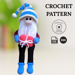 Сhristmas gnome crochet pattern PDF English, Holiday Decoration Gift DIY, Amigurumi gnome pattern, Christmas home decor, Gnome doll crochet
