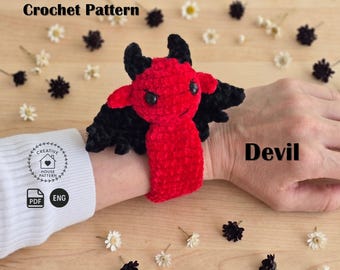 Devil Slap Bracelet Crochet Pattern, Low Sew Halloween Decor PDF