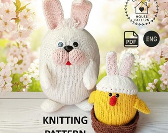 Bunny and Chick Knitting Pattern PDF, Spring / Summer/ Easter Animal Toys, DIY Soft Plush Easter Decor