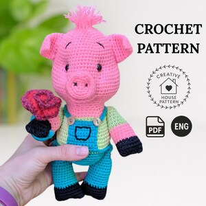 Pig crochet pattern English, Amigurumi toy pig, Handmade piglet crochet, Instant download PDF, DIY amigurumi pattern, cute crochet pattern