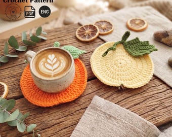 Pumpkin Crochet Coaster Pattern PDF, DIY Autumn Decor Mug Rug, Crochet Cup Holder