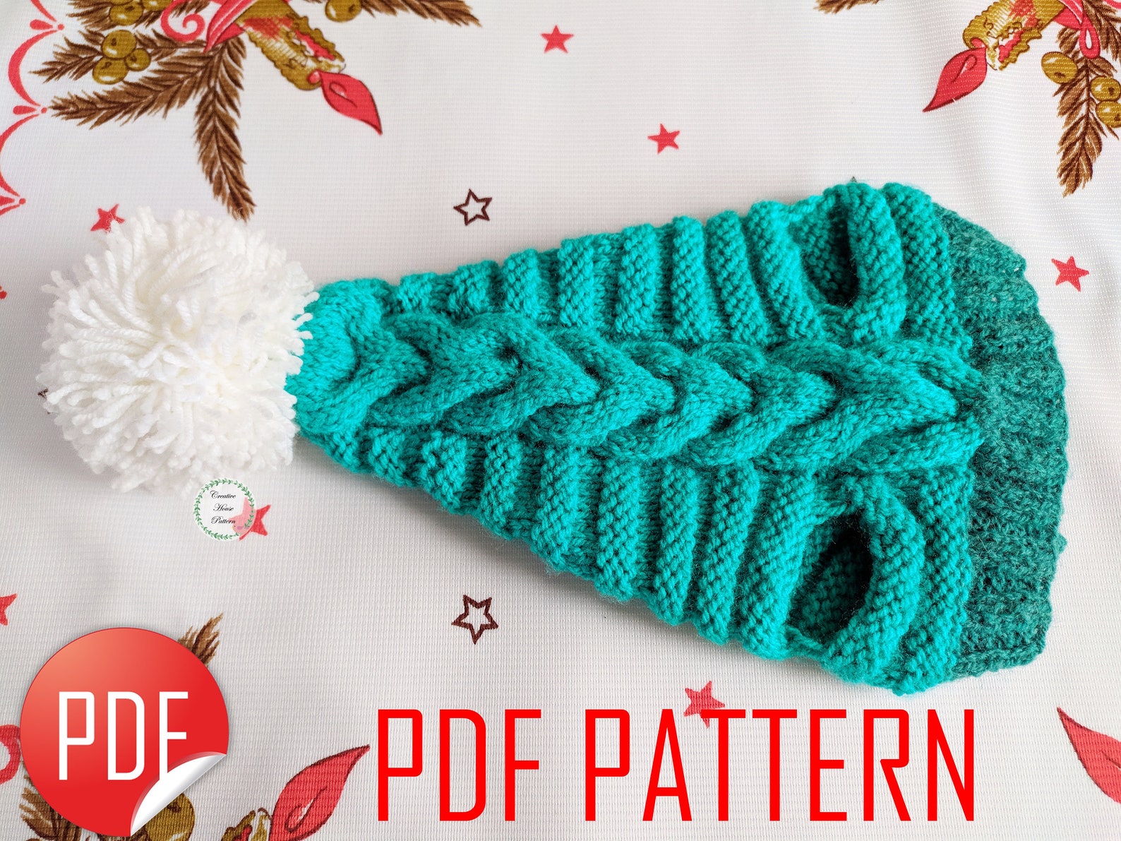 Knitting pattern dog hat modern knitting pattern pompom dog Etsy