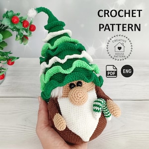 Christmas gnome crochet pattern PDF English, Christmas tree crochet pattern, Amigurumi gnome pattern, Christmas crochet, Cute gnome pattern