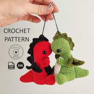 Amigurumi Dragon Keychain Crochet Pattern – Cute Mini Dragon DIY Tutorial, Amigurumi keychain pattern, Crochet dragon pattern PDF (English)