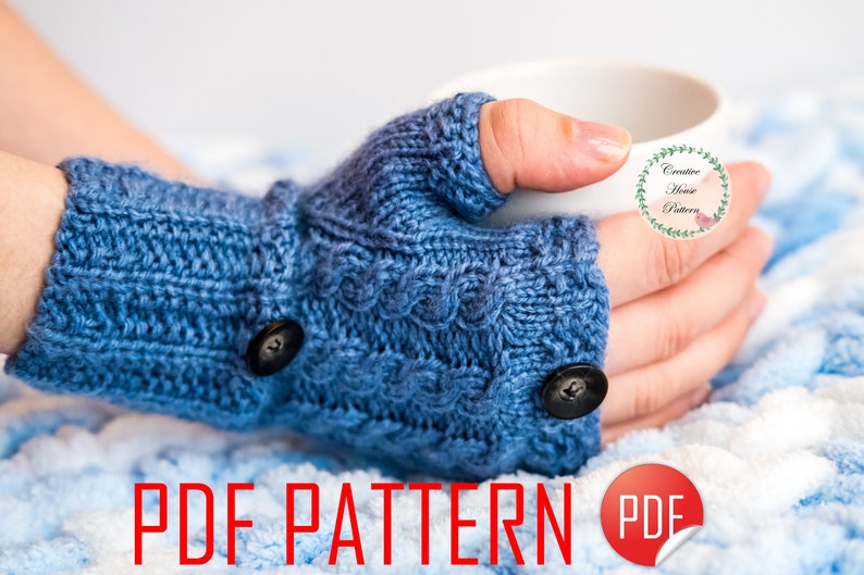 Knitting pattern SET, fingerless gloves pattern, fingerless mitts pattern, headband knitting pattern, modern knitting pattern, knit headband image 3
