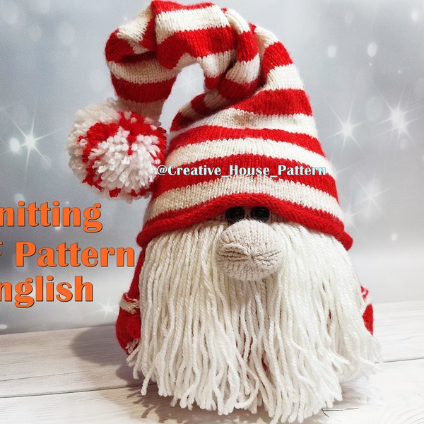 Gnome knitting pattern, knit toy, Christmas gift ideas, instant download PDF, easy knitted gnome, Christmas home decor, gnome doll pattern