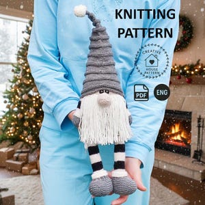 Gnome knitting pattern PDF English, Knit gnome pattern, Christmas gift ideas, Instant download, Knit toy, Easy knitted gnome, Gnome doll