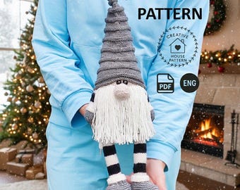 Gnome knitting pattern PDF English, Knit gnome pattern, Christmas gift ideas, Instant download, Knit toy, Easy knitted gnome, Gnome doll