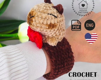 Capybara Slap Bracelet Crochet Pattern in English: Amigurumi DIY Wristband (PDF Instant Download)