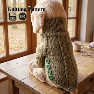 Hundepullover Strickmuster Englisch für kleine Hunde - Winter Hundekleidung PDF, Easy Knit Pet Sweater, Warm Hundepullover