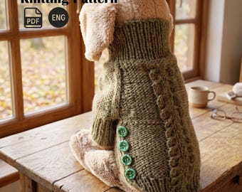 Dog Sweater Knitting Pattern English for Small Dogs - Cozy Winter Dog Clothes PDF, Easy Knit Pet Sweater, Warm Dog Jumper Pattern