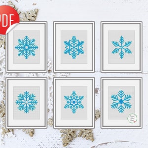 Snowflake Cross Stitch Pattern Set: 6 Christmas Embroidery Designs (PDF Pattern)