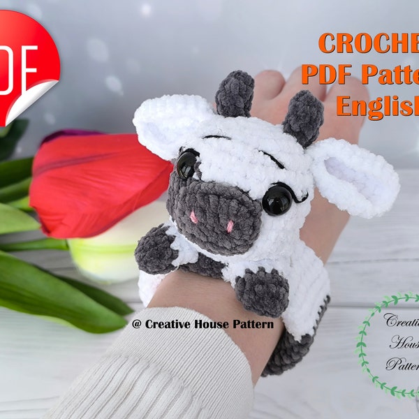 Crochet bracelet pattern, cow plush pattern, crochet slap bracelet, cow crochet, cow bracelet crochet, amigurumi cow pattern in English