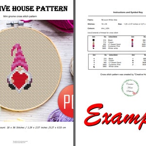 Gnome cross stitch pattern, modern counted cross stitch chart, fantasy cross stitch, Christmas embroidery, cute cross stitch, instant PDF image 6