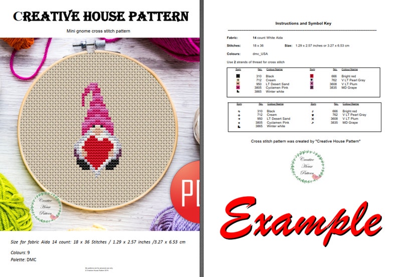 Gnome cross stitch pattern, modern counted cross stitch chart, fantasy cross stitch, Christmas embroidery, cute cross stitch, instant PDF image 6