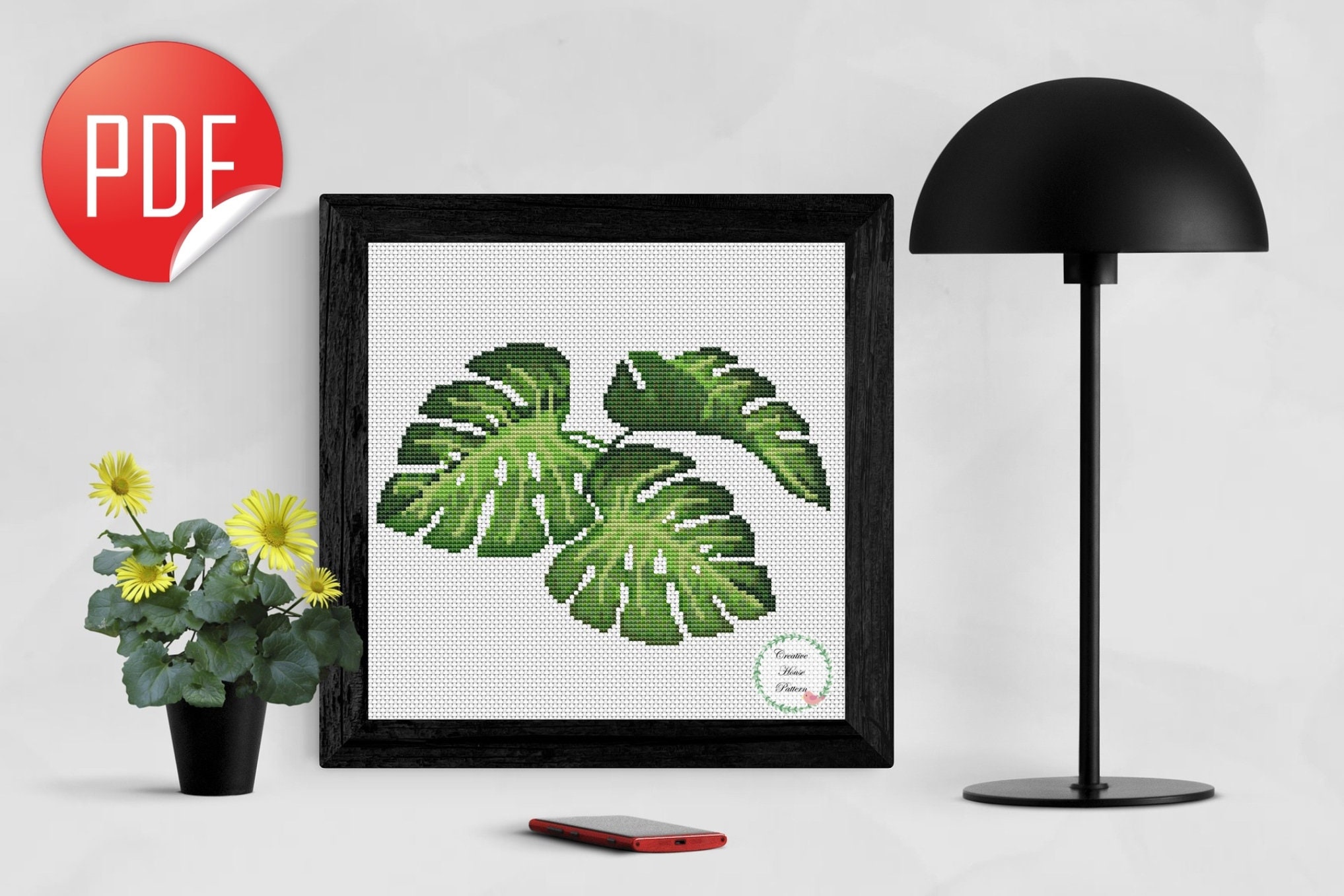 Leaf Cross Stitch Pattern PDFModern Cross StitchCounted Etsy