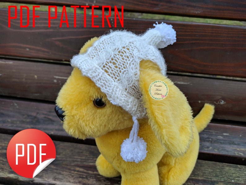 Knitting Pattern Dog Hat Modern Knitting Pattern Pompom Dog Etsy