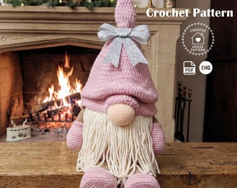 Scandinavian Christmas gnome crochet pattern PDF English, Amigurumi gnome, crochet amigurumi toy, Christmas home decor, gnome crochet