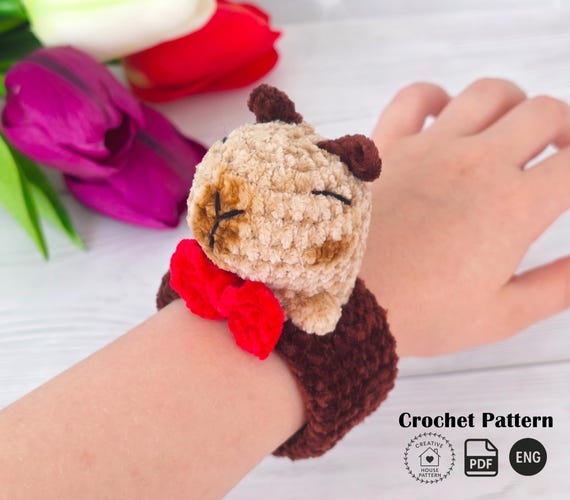 Sensory Capybara Fidget Toy Crochet Pattern, Zen Calm Slap Bracelet for Kids, Quiet Classroom Sensory Tool, ADHD Anxiety Relief Soft Toy PDF